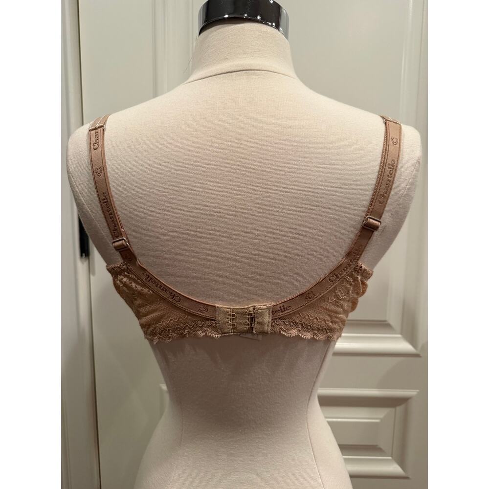 Chantelle 1741 Merci 2 Plunge Unlined Underwire Bra Nude 36D Double Strap - Picture 2 of 8